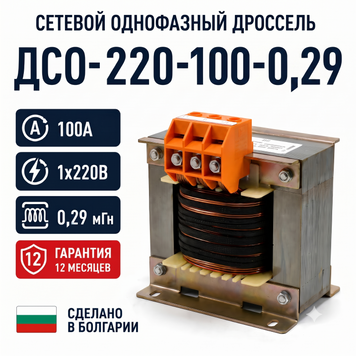 Single-phase AC line reactor DSO-220-100-0.29 (100 A, 1-phase 220 V, 0.29 mH inductance)